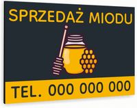 Tabliczka znak informacyjny 30x20 Antracyt SPRZEDAŻ MIODU Nierdzewna