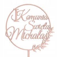 Topper personalizowany I Komunia Święta Imię Napis Tort Pierwsza dekoracja