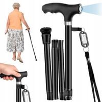 KIJ SPACEROWY Z LED ANTYPOŚLIZGOWY REGULOWANY ERGONOMICZNY DLA SENIORÓW