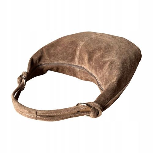 TAUPE ZAMSZOWA TOREBKA WOREK CAPPUCCINO TOREBKA ZAMSZ NATURALNY Vera Pelle na Arena.pl