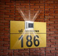 ZŁOTA TABLICZKA ADRESOWA aluminiowa oświetlona numer działki domu 40x30