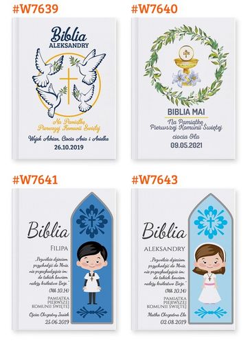 Biblia dla dzieci Prezent Chrzest Pamiątka Chrztu Komunii Nadruk na Okładce na Arena.pl