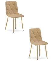 Krzesło jadalniane tapicerowane brązowe z nogami w kolorze drewna x2