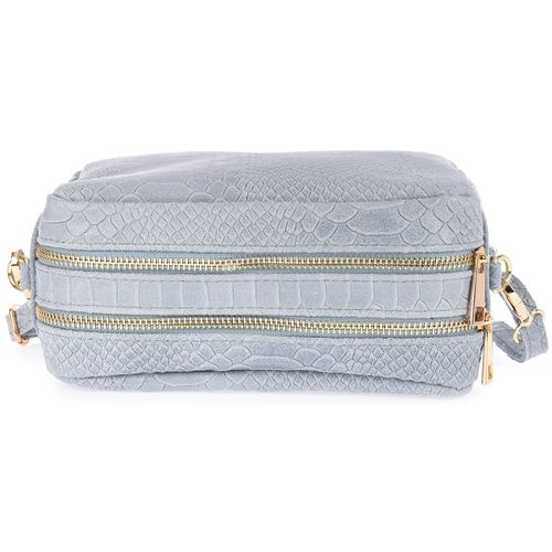 Błękitna Skórzana Listonoszka Damska Włoska Croco Kuferek Beltimore P12 na Arena.pl