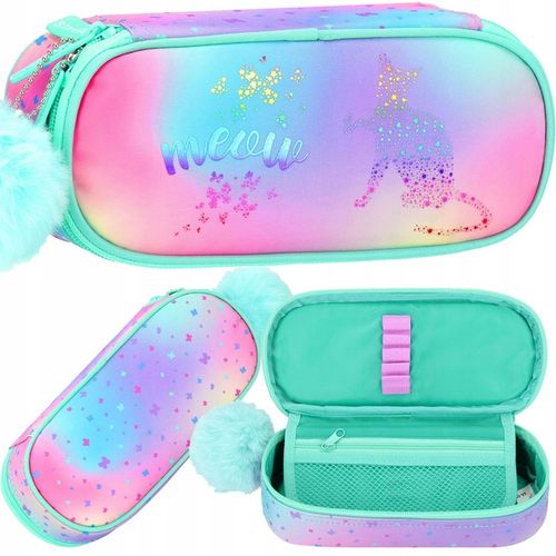 PIÓRNIK SZKOLNY SASZETKA USZTYWNIANA DLA DZIEWCZYNKI OMBRE Z KOTKIEM KOT na Arena.pl