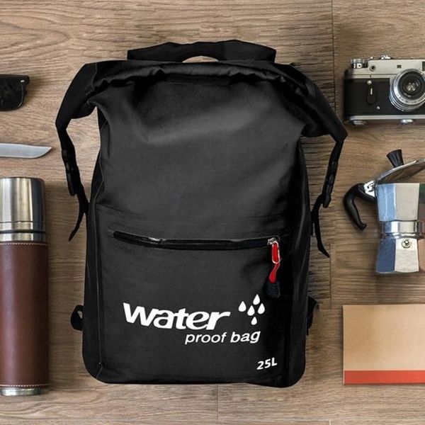 WODOSZCZELNY PLECAK TORBA WOREK WODOOPORNY 25L PODRÓŻNY TURYSTYCZNY CZARNY zdjęcie 10