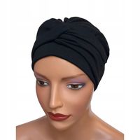 Turban damski Sara czarna modna czapka jesień zima także po chemioterapii