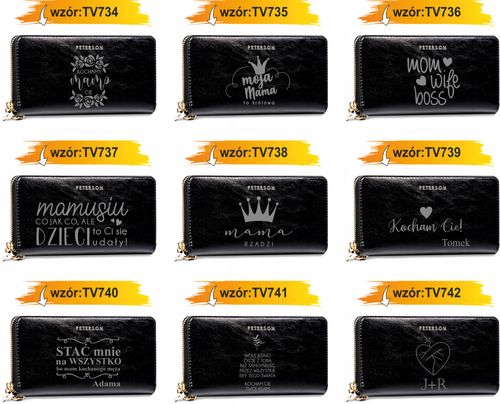 Portfel damski skórzany czarny GRAWER personalizowany prezent twój napis na Arena.pl