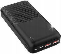 POWERBANK 20000mAh 2xUSB USB-C Typ-C MOCNY akumulator czarny QC-3.0 PD 20W