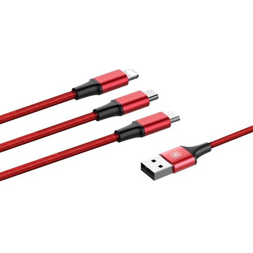 Kabel USB Baseus Rapid 3w1 Typ C / Lightning / Micro 3A 1,2M - czerwony na Arena.pl