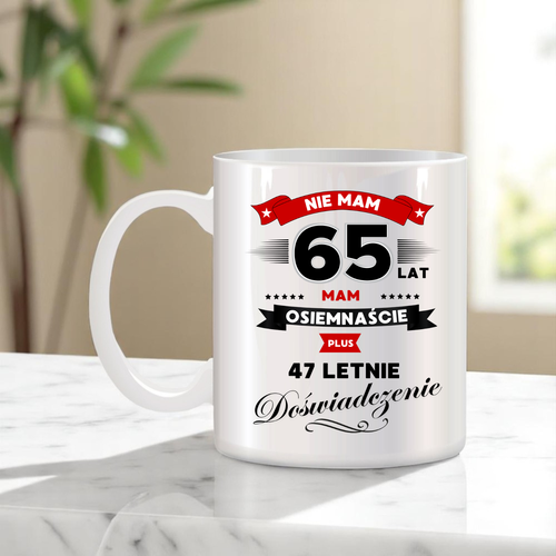 ZESTAW PODUSZKA I KUBEK ORYGINALNY PREZENT 65 LAT NA URODZINY na Arena.pl