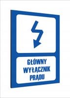 Tabliczka znak informacyjny nadruk 20x15 GŁÓWNY WYŁĄCZNIK PRĄDU