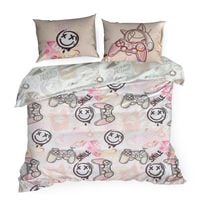 Pościel bawełniana KID 160x200 biała różowa czarna skater gamer girl