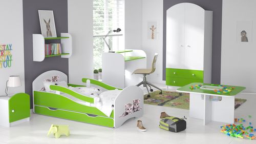 Łóżko dziecięce LEO 160x70 biało-limonkowe na Arena.pl