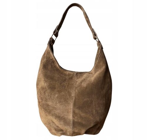 TAUPE ZAMSZOWA TOREBKA WOREK CAPPUCCINO TOREBKA ZAMSZ NATURALNY FANGO ZAMEK na Arena.pl