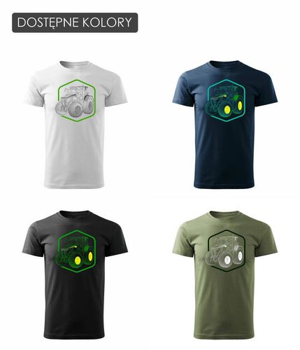 Koszulka z traktorem John Deere koszulka dla rolnika męska khaki REGULAR L na Arena.pl