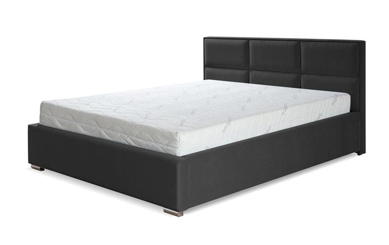 Łóżko tapicerowane z stelażem IMBIR czarny 120x200 zdjęcie 1