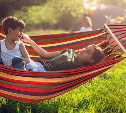 Hamak z DRĄŻKIEM 2 osobowy z pałąkiem XXL hamak ogrodowy czerwony na Arena.pl