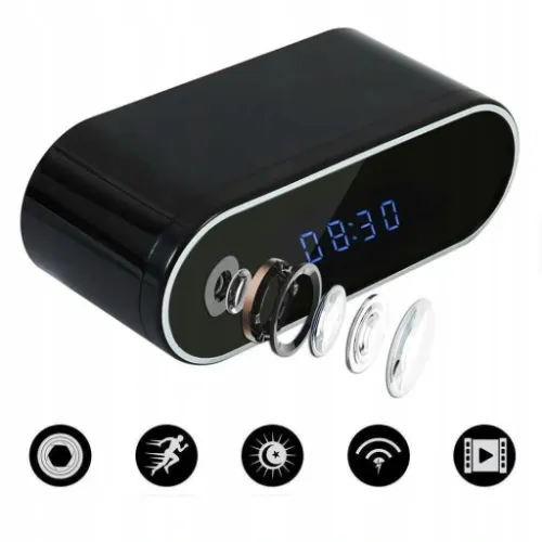 BUDZIK ZEGAR Z MINI KAMERA SZPIEGOWSKA UKRYTA WiFi na Arena.pl