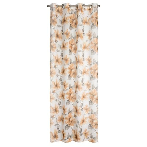Firana na przelotach z nadrukiem w kwiaty SOFIA 140x250 biała + ruda na Arena.pl