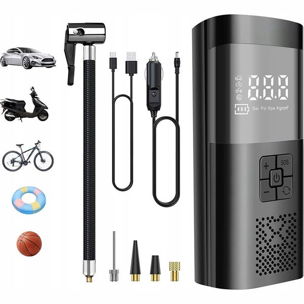 KOMPRESOR SAMOCHODOWY POMPKA DO ROWERU AKUMULATOR 6000 MAH zdjęcie 1