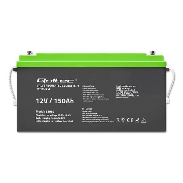 Qoltec Akumulator żelowy 12V 150Ah GEL zdjęcie 6