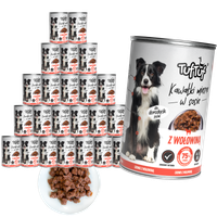 MOKRA KARMA DLA PSA TufTuf puszka kawałki mięsne z wołowiną ZESTAW 24x415g