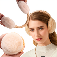 NAUSZNIKI ZIMOWE NA USZY PLUSZOWE CIEPŁE FUTERKO REGULOWANE SKŁADANE BEŻOWE