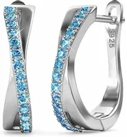 DUŻE KOLCZYKI SREBRNE ANGIELSKIE NIEBIESKIE SREBRO