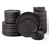 Serwis obiadowy Anun czarny na 12 osób 36 szt. Nowoczesny Do zmywarki