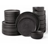 Serwis obiadowy Anun czarny na 12 osób 36 szt. Nowoczesny Do zmywarki