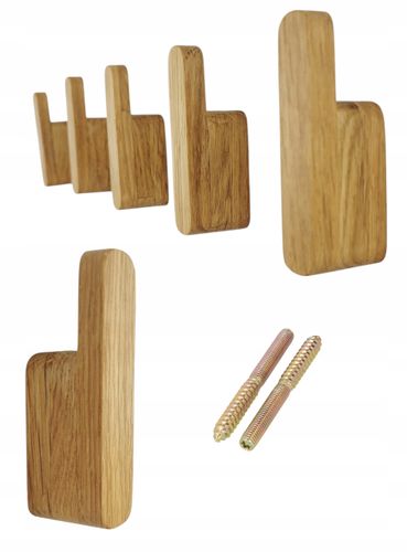 Drewniany Wieszak na Ubrania Ścienny Dębowy Haczyk Łazienkowy Przedpokoju na Arena.pl