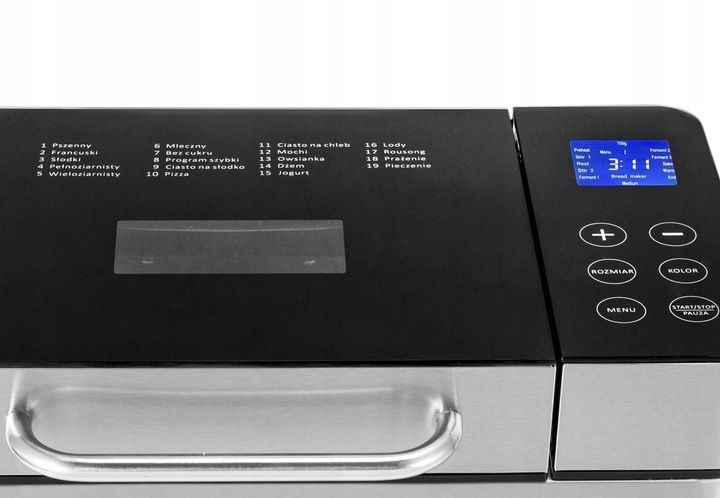 Wypiekacz do chleba Automat MENU PL Yoer INOX +Przepisy +19 programów zdjęcie 3