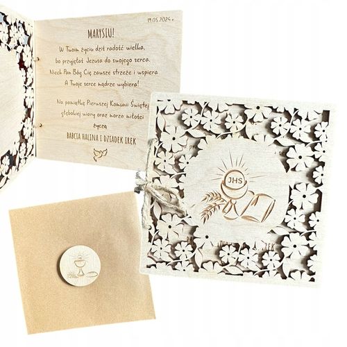 Kartka na Komunię od Chrzestnej Ażurowa Pierwsza Komunia Święta na Arena.pl