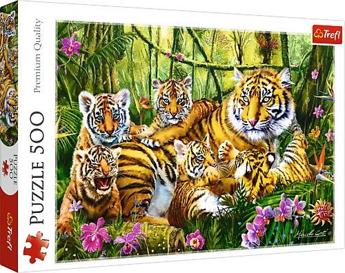 Puzzle 500 elementow - Rodzina Tygrysow zdjęcie 1