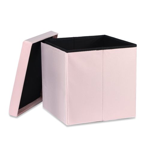 Pufa składana L z guzikami - 38x38x38cm aksamit róż x 8 na Arena.pl