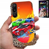 ETUI DO SAMSUNG GALAXY M16 5G - DLA DZIECI, SAMOCHODY WYŚCIGOWE + SZKŁO