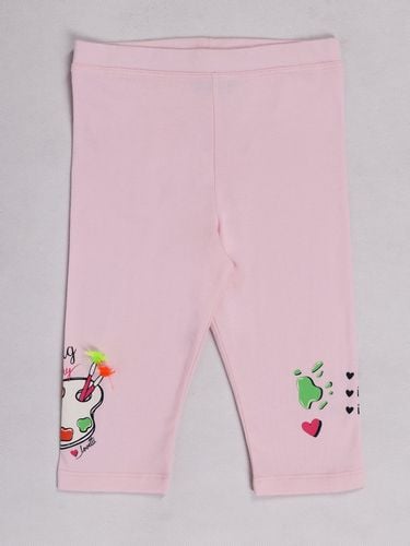 Legginsy dziewczęce getry 3/4 z aplikacją 3D różowe 122-128 YOCLUB na Arena.pl