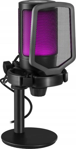 MIKROFON DO STREAMINGU ZE ŚWIATŁEM LED GAMINGOWY OBRACANY DO KOMPUTERA na Arena.pl