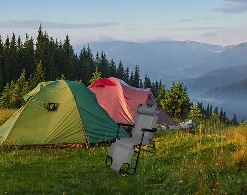 ROZKŁADANY LEŻAK ŁÓŻKO POLOWE TURYSTYCZNE SKŁADANE RIVIERA II JASNY SZARY na Arena.pl