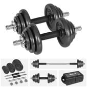Hantle żeliwne regulowane w walizce z gryfem zestaw 20kg  Rebel solidne