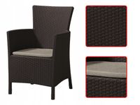 Krzesło Ogrodowe Fotel Balkonowe Na Taras IOWA BRĄZ KETER + Poduszka Beż