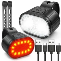 MOCNE LAMPKI ROWEROWE ŚWIATŁO PRZÓD TYŁ USB WODOODPORNE LED T6 800 LUMENÓW