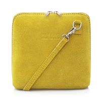 VERA PELLE torebka damska zamszowa listonoszka z paskiem V452 żółta