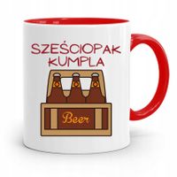 Kubek Czerwony Przyjaciela Sześciopak Kumpla Z Nadrukiem Ze Zdjęciem