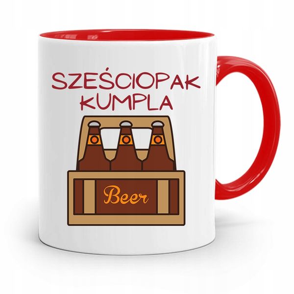 Kubek Czerwony Przyjaciela Sześciopak Kumpla Z Nadrukiem Ze Zdjęciem zdjęcie 1