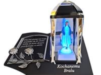 BRAT BRATU ZNICZ LAMPION NA GRÓB KPL SREB SKOS SENTENCJA+FIGURKA LED