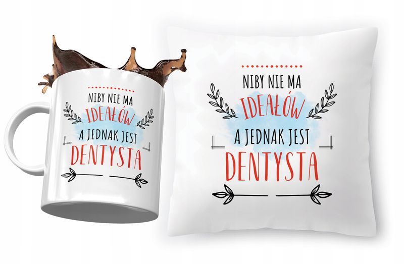 Zestaw Dla Dentysty Poduszka + Kubek Na Prezent Z Nadrukiem Ze Zdjęciem zdjęcie 1