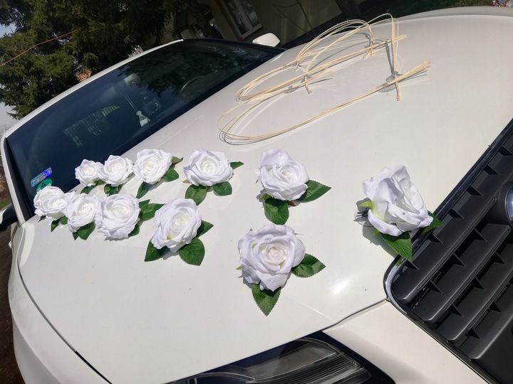 DEKORACJA NA AUTO ŚLUBNE, OZDOBY NA SAMOCHÓD zdjęcie 4