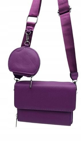 Victoria J. - torebka listonoszka portfelik pasek BOHO fioletowy VJ-938 na Arena.pl